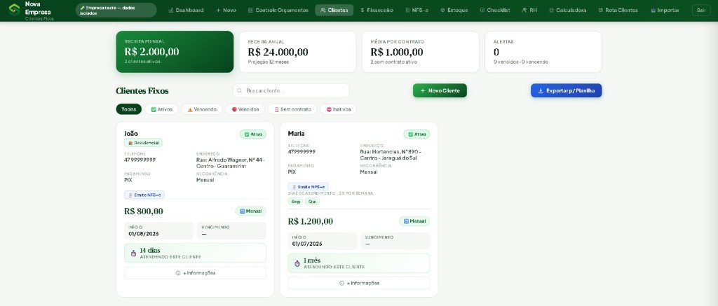 Gestão de clientes e contratos no CleanSystem